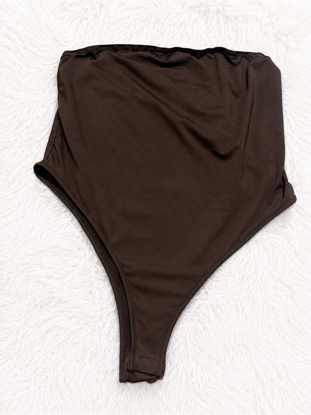 Black High-Waisted Thong Bodysuit | Stretch |